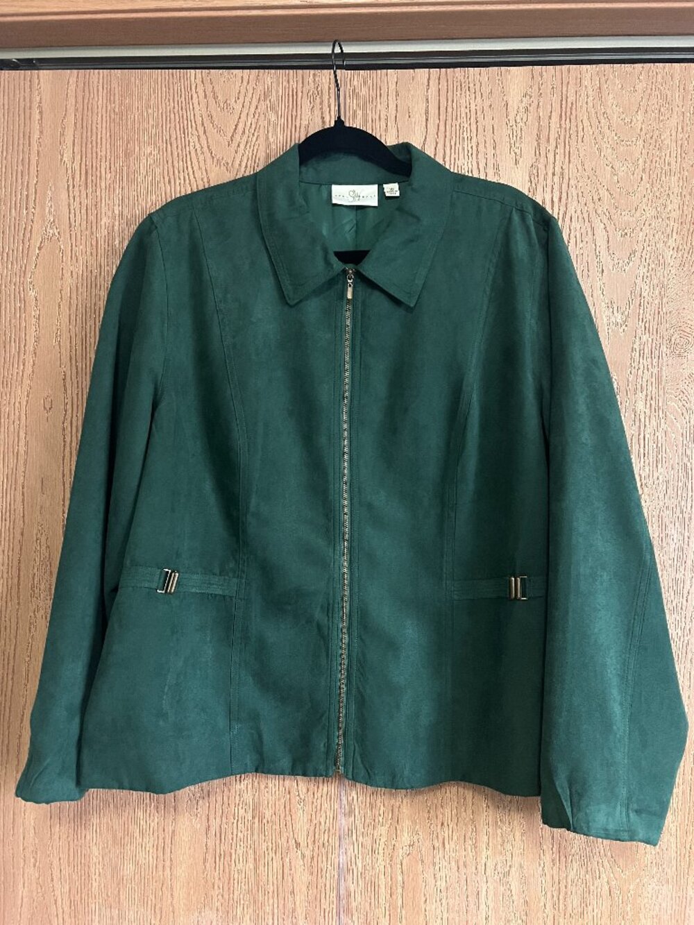 Studio Works Faux Suede Jacket Forest Green Equestrian Sz 18